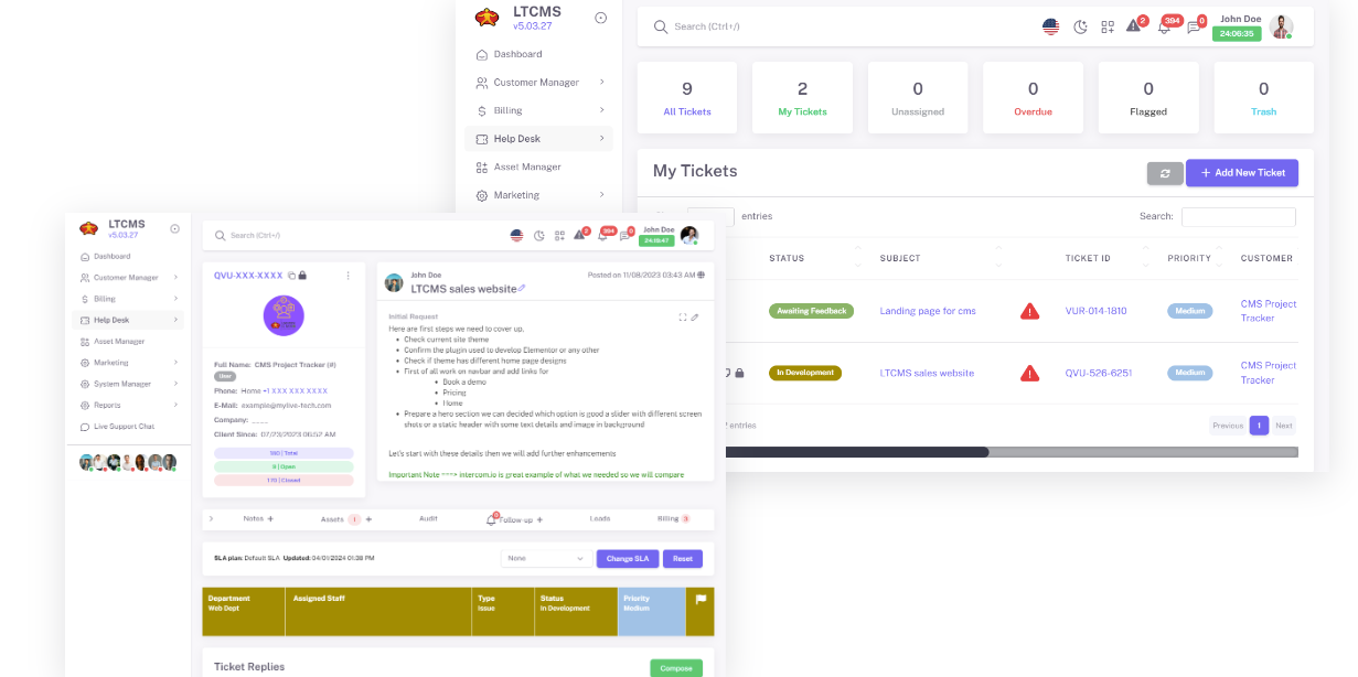 Ticket management and support features illustration