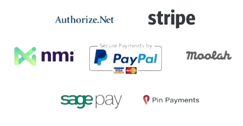 Payment processors supported by Live-Tech CMS: Stripe, PayPal, Authorize.net and more